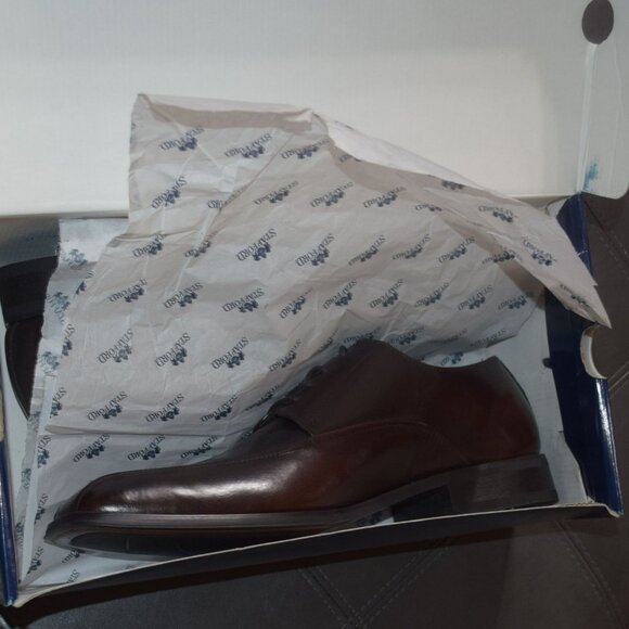 New in Box! STAFFORD Men's sz 12 Dark Brown Dress Shoes Oxfords - Picture 2 of 7